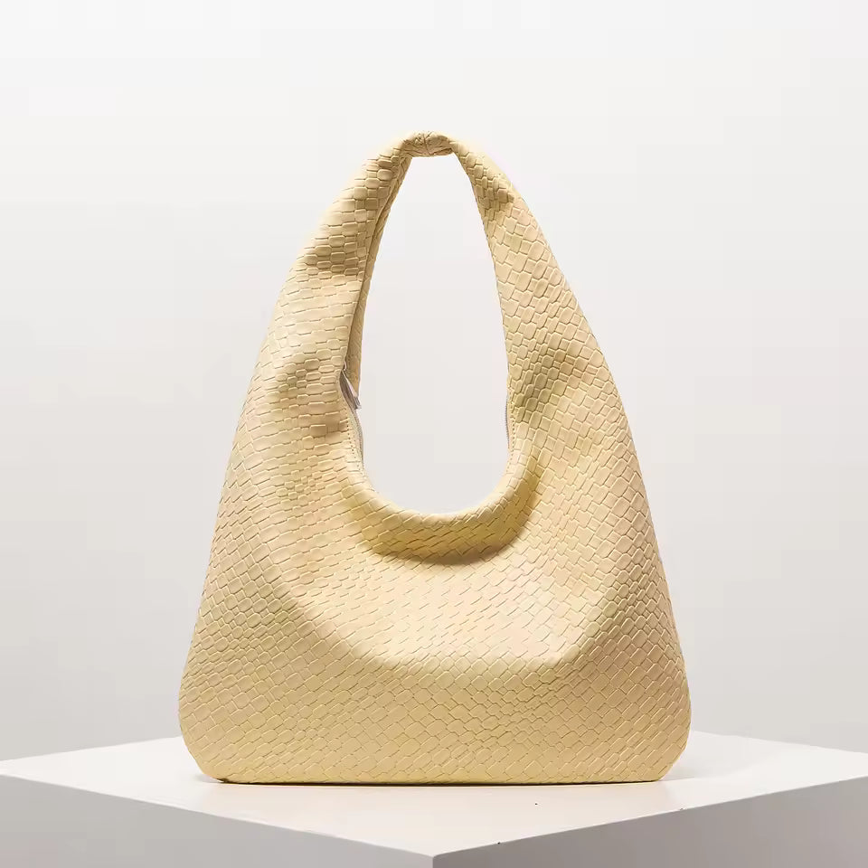 Vintage Woven Faux Leather Shoulder Tote